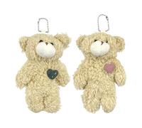 2 Cartoon Bear Kechain, Pendentif Animal en Peluche, Porte-Clés Mignons, Accessoires d'emballage.