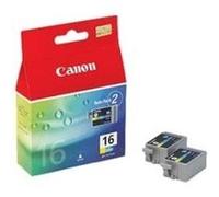 2 cartouches d'encre Canon BCI16C original 9818A002 Cyan, Magenta, Jaune 80 pages pour Canon BCI16C G
