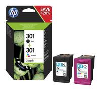 2 cartouches d'imprimante HP 301 noire et couleur