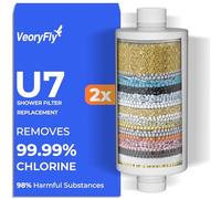 2 Cartouches Filtrantes de Rechange Filtre de Douche 99% Chlore Éliminé, Filtre Anti Calcaire Douche, Adoucisseur d'Eau Dure, Améliore Peau et Cheveux, Installation Facile, Filtration Jusqu'à 100%