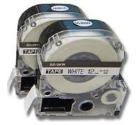 2 Cassettes à ruban vhbw 12mm pour Epson LabelWorks LM-700, LW-400, LW-500, LW-900P . Remplace: LC-4WBN, SS12KW. G