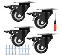 2" Caster Wheels Set of 4 Heavy Duty Casters with Brake No Noise Locking Wheels Swivel Plate Castors Non Marking Black Castor Wheels for Cart Furniture Workbench Pack 4
