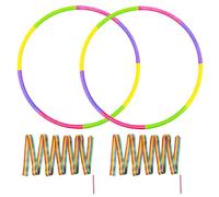 2 Cerceaux Hula Hoop 8 Segments + 2 Bande de Danse avec Baguette | 8 Sections Encliquetables. LéGer, Coloré Et Portable pour Le Fitness Et Les Jeux en Plein Air