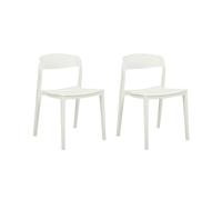 2 Chaises de Salle à Manger Blanches en Polypropylène Empilables sans Accoudoirs