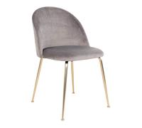 2 chaises de salle à manger en velours gris avec pieds en laiton