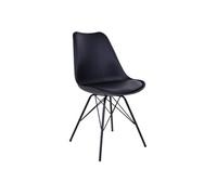 Chaise de table à manger en cuir noir aux pieds noirs House Nordic