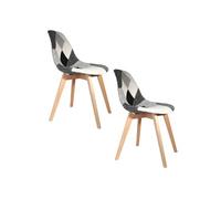 The Home Deco Factory - 2 Chaises design scandinave Patchwork - Gris - Patchwork Gris