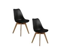 The Home Deco Factory - 2 Chaises design scandinaves rembourrées Cocooning - Noir - Cocooning Noir