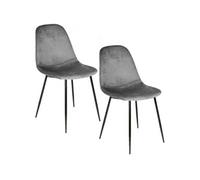 Toilinux - 2 Chaises design velours Giulia - Gris foncé - Giulia Gris foncé G