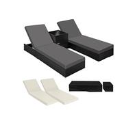 TECTAKE Lot de 2 bains de soleil en duo au design luxueux avec cadre en aluminium noir