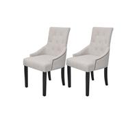 Vidaxl Chaises De Salle À Manger 2 Pcs Gris Crème Tissu Gris