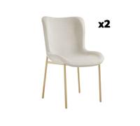 tectake® Lot de 2 Chaises de Salle à Manger ergonomiques Design scandinave Confortable, Aspect Velours, Pieds en métal doré, Chaise Cosy pour Salon, Chambre, Chaises Coiffeuse, Chaise de Bureau