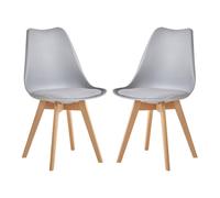 2 Chaises Tulipes Salle à Manger Scandinaves Bm Home Salle de Bureau, Pieds en Bois de Hêtre Massif, Couleur GRIS