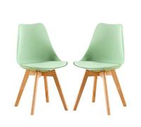2 Chaises Tulipes Salle à Manger Scandinaves Bm Home Salle de Bureau, Pieds en Bois de Hêtre Massif, Couleur VERTE