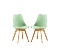 2 Chaises Tulipes Scandinaves Bm Home - Pieds Hêtre Massif - Verte