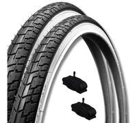 ECOVELO 2 pneus 24 x 1 3/8 (37-540) + 2 Chambres américaines pneumatiques Blanc-Noir Route vélo Ville