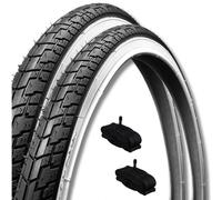 ECOVELO 2 pneus 24 x 1 3/8 (37-540) + 2 Chambres américaines pneumatiques Blanc-Noir Route vélo Ville