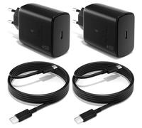 2 Chargeur Rapide 45w + 2 Câble Usb-C 1m Pour Samsung Galaxy A16 A17 A36 A56 A07 - Noir - Efconnection