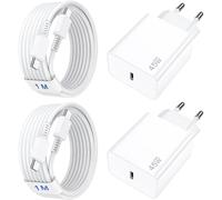 2 Chargeur Rapide 45w + 2 Câble Usb-C 1m Pour Samsung Galaxy A17 A07 A16 A36 A56 - Blanc - Efconnection