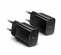 2 Chargeur USB C 15W PD 3.0 Charge Rapide Compatible avec iPhone 16/15/14/13/12, Samsung Galaxy S24/S23/S22/S21, Xiaomi, Huawei, Pixel, Oppo, OnePlus, Realme, iPad, Tablette EU Prise Noir