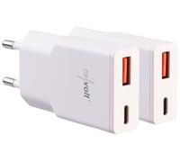2 chargeurs secteur GaN USB-A/USB-C Power Delivery 20 W - coloris blanc [revolt]