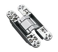 2 charnières de porte invisibles, roulement réglable 3D, alliage zinc chromé noir brillant, charnière à paumelle(40KG-silver)