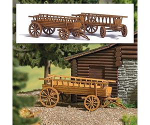 2 Charrettes à foin-HO 1/87-BUSCH 1385