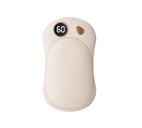 2 Chauffe-Mains Magnétiques Portables Rechargeables avec 3 Réglages de Chaleur, Affichage Numérique, pour L'Hiver et L'Extérieur, Blanc Crème