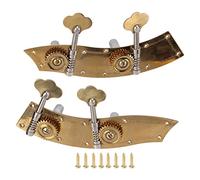 2 chevilles d'accordage de basse, double accordeur en métal pour guitare basse, pièces de rechange de tête de machine à engrenage ouvert avec vis, double bouton en or durable pour