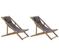 2 Chiliennes Pliantes avec Toiles de Remplacement en Bois Acacia Clair Avellino