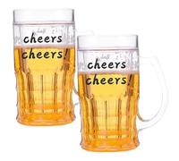 2 chopes à bière en plastique de 420 ml, double paroi, style mezzanine, amusantes et réalistes, avec poignées, pour farces et décorations