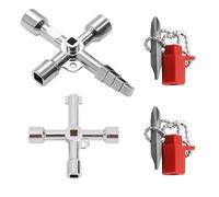 2 Clé Universelle Multifonction 4 Voies n Croix avec Têtes Triangle et Carrée Outil Polyvalent pour Utilisation Domestique et Professionnelle pour Compteurs d'Eaus Compteurs Armoires (Set C)