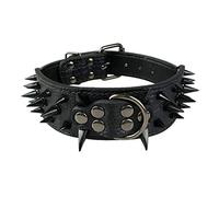 2 cm de large et pointue clouté en cuir pour chien Pitbull Bulldog Collier réglable pour chiens de taille moyenne et grande taille Boxer S M L XL, Medium, Spike noir