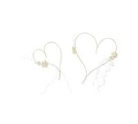 2 coeurs rotin et fleurs ecru - deco voiture mariage lot de 2 coeurs en rotin fleurs ecru et perles