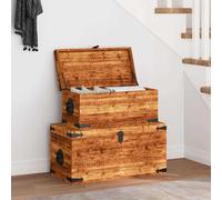 2 coffres de stockage bois brut de manguier Banc Meuble de rangement vidaXL