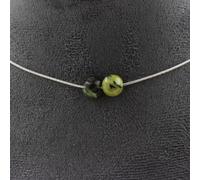2 Collier de perles de jade et néphrite de Xiuyan Chine. Chaîne en acier inoxydable