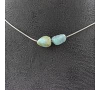 2 Collier de perles de Larimar de la République Dominicaine. Chaîne en acier inoxydable