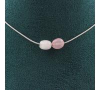 2 Collier de perles de quartz rose du Brésil Collier en acier inoxydable