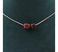 2 Collier de perles de rhodochrosite du Brésil. Chaîne en acier inoxydable