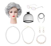 2 Colliers, 1 Paire De Boucles D'Oreilles, 1 Bracelet, 1 Corde De Verres, 1 Paire De Lunettes De Lecture, 1 Perruque Et 1 Casquette, Accessoires De Jeu.