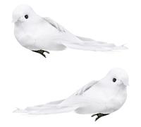 2 colombes blanches à clipser | Pigeons décoratifs en mousse pour couronnes de mariage et sapin de Noël