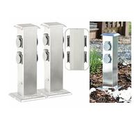 Royal Gardineer 2 colonnes multiprises d'extérieur 4 prises avec boîtier en acier inoxydable