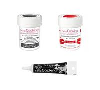 2 colorants alimentaires rouge-noir + Stylo glaçage noir Scrapcooking
