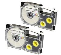 2 Compatibles Cassettes Rubans d'étiquettes XR-9WE XR-9WE1 noir sur blanc 9mm x 8m pour Etiqueteuses Casio KL-60 100 100E 120 200 200E 300 750 780 820 2000 7000 7200 7400 8100 8200 P1000 C500 CW-L300