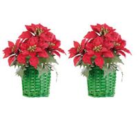 2 compositions florales de Noël avec poinsettias et panier tissé Infactory