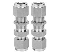 2 connecteurs à cloison, raccord à compression à double virole en acier inoxydable 316, joint mural résistant aux hautes pressions pour les conduites d’eau, de gaz et d’, (FZ/8)