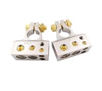 2 connecteurs de bornes de batterie automobile positifs et négatifs de calibre 0/2/4/8/10, cales for auto et marine(Silver gold)