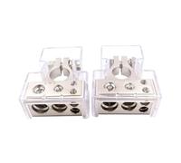 2 connecteurs de bornes de batterie automobile positifs et négatifs de calibre 0/2/4/8/10, cales for auto et marine(Silver kit)
