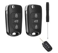 2 Coque Clé de Voiture à 3 Boutons Compatibles avec Hyundai i10, i20, i30, ix20, ix35, Elantra, Veloster, Ainsi Que Kia Ceed, Soul, Sportage, Venga, Boitier Clé de Télécommande avec Tournevis