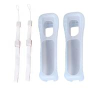 2 coques blanches en silicone avec dragonne pour manette Nintendo Wii